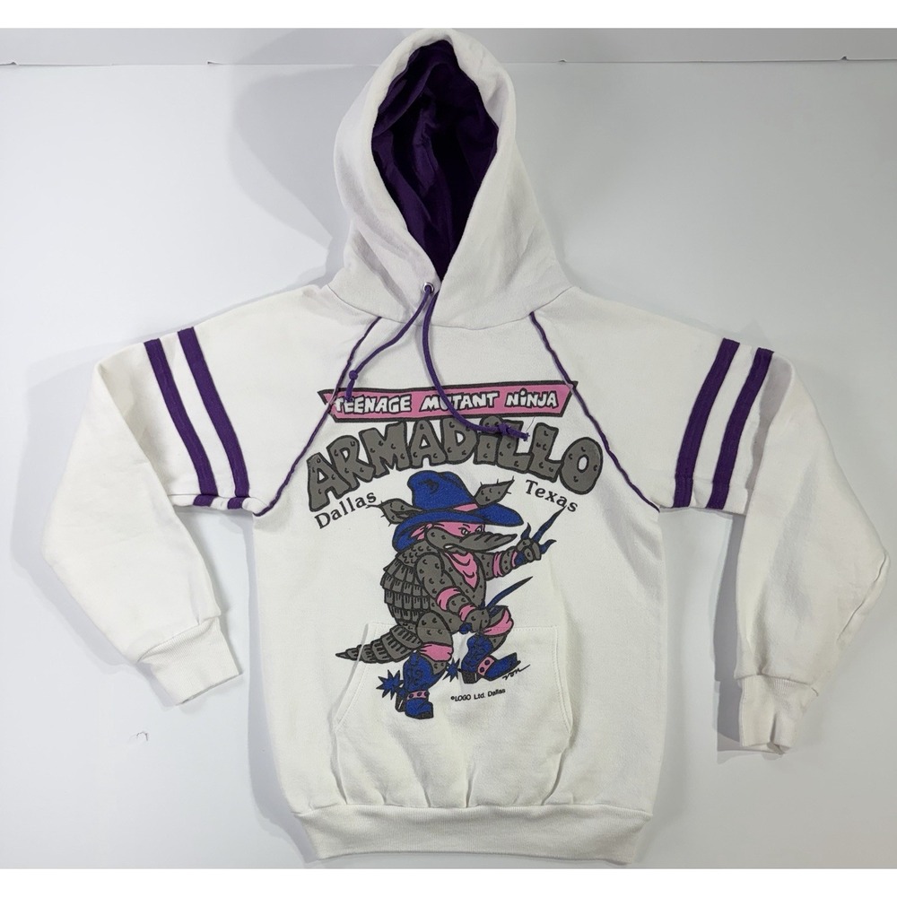Vintage TMNT Armadillo Dallas Texas Hoodie Tultex Made in USA Small